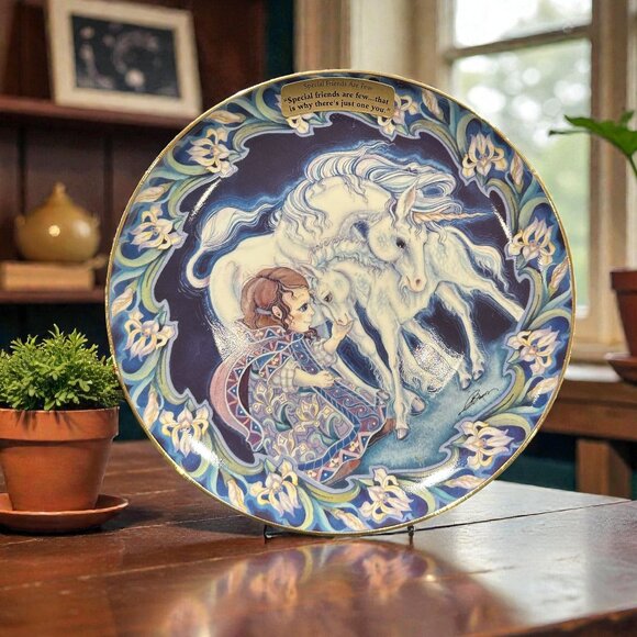 Vintage Unicorn Collector Plate “Special Friends Are Few”, Fantasy Art - Picture 2 of 4
